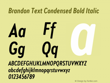 Brandon Text Condensed Bold Italic Version 1.002图片样张