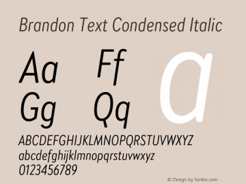 Brandon Text Condensed Italic Version 1.002图片样张