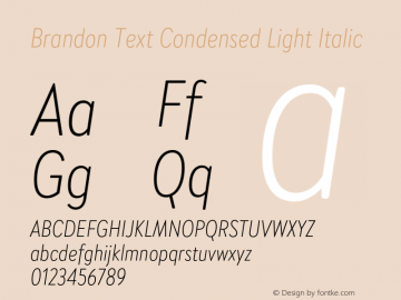 Brandon Text Condensed Light Italic Version 1.002图片样张