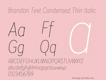 Brandon Text Condensed Thin Italic Version 1.002图片样张