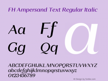 FH Ampersand Text Regular Italic Version 3.000;FEAKit 1.0图片样张