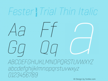 Fester_Trial Thin Italic Version 1.000;FEAKit 1.0图片样张