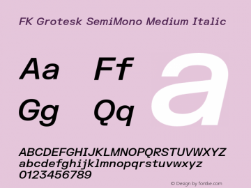 FK Grotesk SemiMono Medium Italic Version 3.202 | FøM Fix图片样张