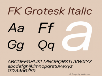 FK Grotesk Italic Version 3.202;FEAKit 1.0图片样张