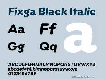 Fixga Black Italic Version 1.100;hotconv 1.0.109;makeotfexe 2.5.65596图片样张