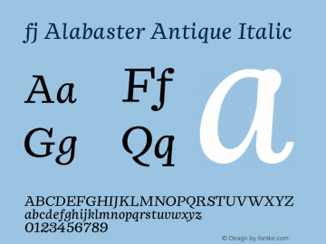 fjAlabasterAntique-Italic Version 1.000;hotconv 1.0.109;makeotfexe 2.5.65596图片样张