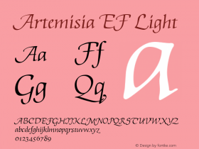 Artemisia EF Light Macromedia Fontographer 4.1 19.03.02 Font Sample