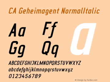 CA Geheimagent NormalItalic Macromedia Fontographer 4.1.5 09.05.2004 Font Sample