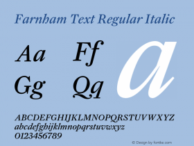 Farnham Text Regular Italic Version 1.000 | FøM Fix图片样张