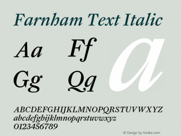 FarnhamText Italic Version 1.000;PS 1.0;hotconv 1.0.86;makeotf.lib2.5.63406图片样张