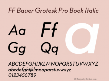 FFBauerGroteskPro-BookItalic Version 7.504; 2014; Build 1020图片样张