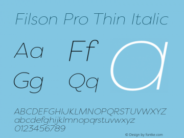 FilsonPro-ThinItalic Version 1.000; initial release图片样张