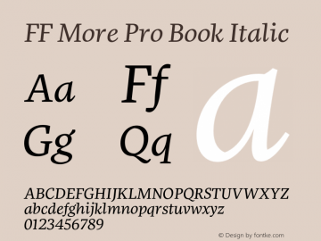 FFMorePro-BookItalic Version 1.000;PS 001.001;hotconv 1.0.56图片样张