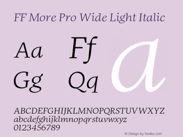 FFMorePro-WideLightItalic Version 1.000;PS 001.001;hotconv 1.0.56图片样张