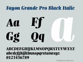 FayonGrandePro-BlackItalic Version 2.000;PS 001.001;hotconv 1.0.50;makeotf.lib2.0.16970图片样张