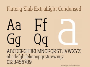 Flatory Slab ExtraLight Condensed Version 1.00图片样张