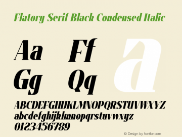Flatory Serif Black Condensed Italic Version 1.00图片样张