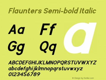 Flaunters Semi-bold Italic Version 1.00;May 9, 2020;FontCreator 12.0.0.2535 64-bit图片样张