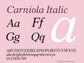 Carniola Italic Version 1.00图片样张