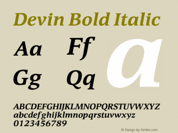 Devin Bold Italic Version 1.00图片样张