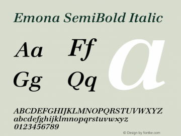 Emona SemiBold Italic Version 1.00图片样张