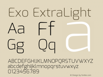 Exo ExtraLight Version 1.00 Font Sample