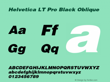 HelveticaLTPro-BlackOblique Version 2.000 Build 1000图片样张