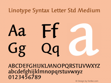 LinotypeSyntaxLttrStd-Md Version 1.00图片样张