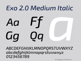 Exo 2.0 Medium Italic Version 1.001;PS 001.001;hotconv 1.0.70;makeotf.lib2.5.58329图片样张