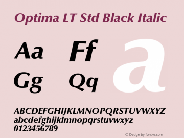 OptimaLTStd-BlackItalic Version 1.000 Build 1000图片样张