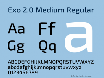 Exo 2.0 Medium Regular Version 1.001;PS 001.001;hotconv 1.0.70;makeotf.lib2.5.58329 Font Sample