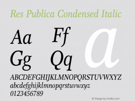 Res Publica Condensed Italic Version 1.00图片样张