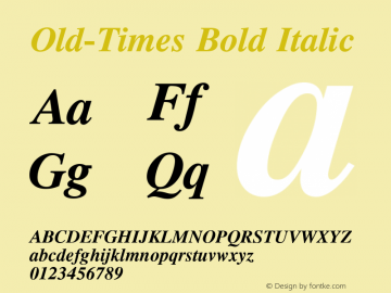 Old-Times Bold Italic Unknown Font Sample