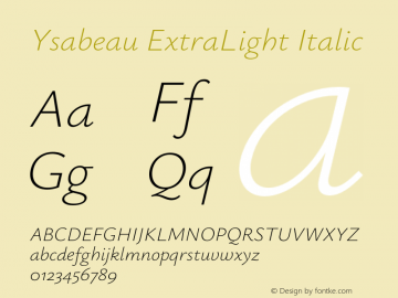 Ysabeau ExtraLight Italic Version 2.000;Glyphs 3.2 (3176)图片样张