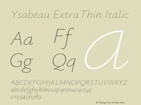 Ysabeau ExtraThin Italic Version 2.000;Glyphs 3.2 (3176)图片样张