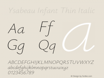 Ysabeau Infant Thin Italic Version 2.000;Glyphs 3.2 (3176)图片样张