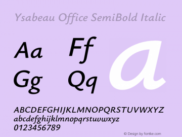 Ysabeau Office SemiBold Italic Version 2.000;Glyphs 3.2 (3176)图片样张