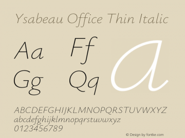 Ysabeau Office Thin Italic Version 2.000;Glyphs 3.2 (3176)图片样张