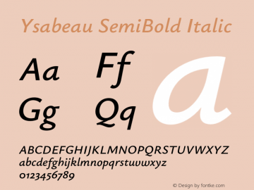 Ysabeau SemiBold Italic Version 2.000;Glyphs 3.2 (3176)图片样张