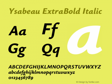 Ysabeau ExtraBold Italic Version 2.000图片样张