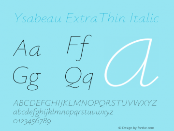 Ysabeau ExtraThin Italic Version 2.000图片样张