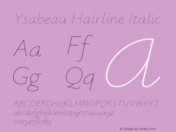 Ysabeau Hairline Italic Version 2.000图片样张