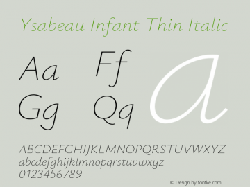 Ysabeau Infant Thin Italic Version 2.000图片样张
