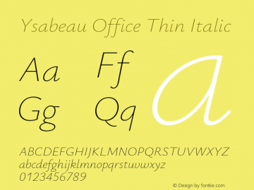 Ysabeau Office Thin Italic Version 2.000图片样张