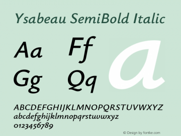 Ysabeau SemiBold Italic Version 2.000图片样张