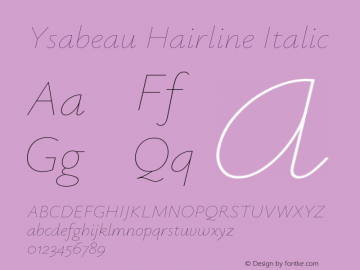 Ysabeau Hairline Italic Version 2.000;Glyphs 3.2 (3177)图片样张