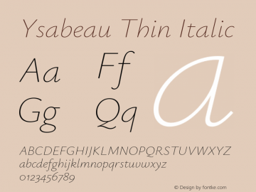 Ysabeau Thin Italic Version 2.000图片样张