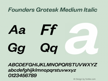Founders Grotesk Medium Italic Version 2.001;PS 001.001;hotconv 16.6.54;makeotf.lib2.5.65590图片样张