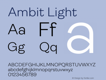 Ambit Light Version 1.020;hotconv 1.0.109;makeotfexe 2.5.65596图片样张