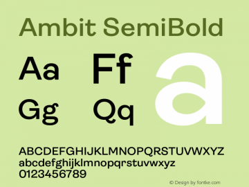 Ambit SemiBold Version 1.020;hotconv 1.0.109;makeotfexe 2.5.65596图片样张
